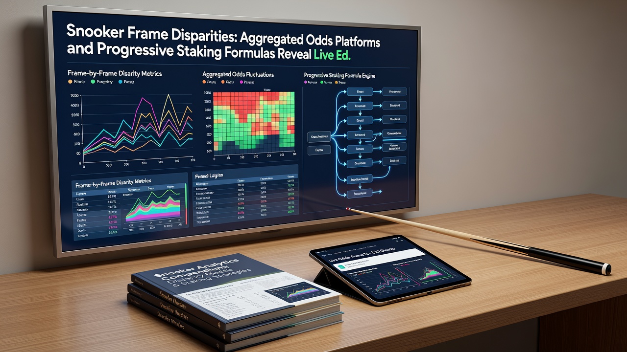 Live snooker odds dashboard showing progressive staking adjustments during a championship frame